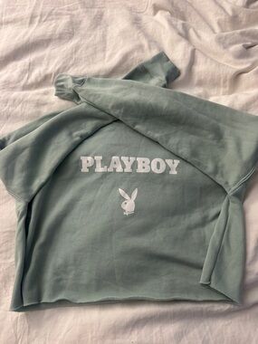 PLAYBOY Sage Green Logo Cropped Sweatshirt
